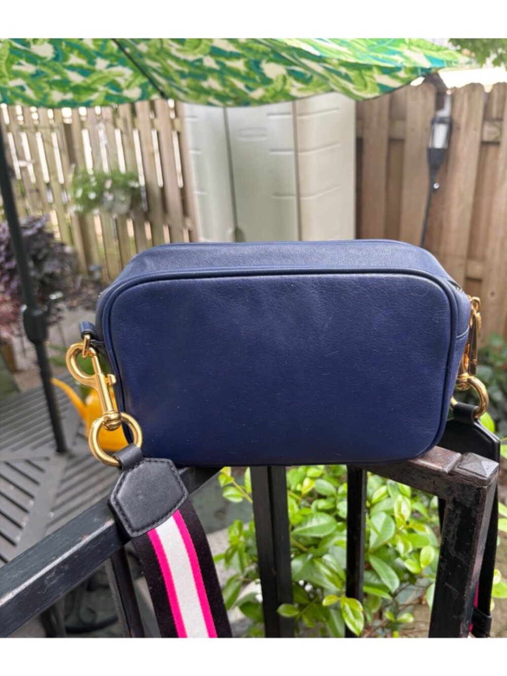 Marc Jacobs The Flash Leather Handbag Dark Navy Crossbody Camera - Picture 8 of 14